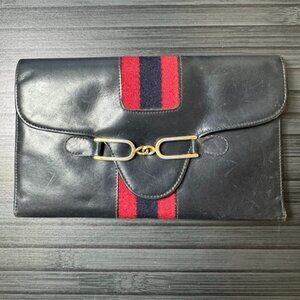 Vintage Gucci Navy Sherry Line Wallet